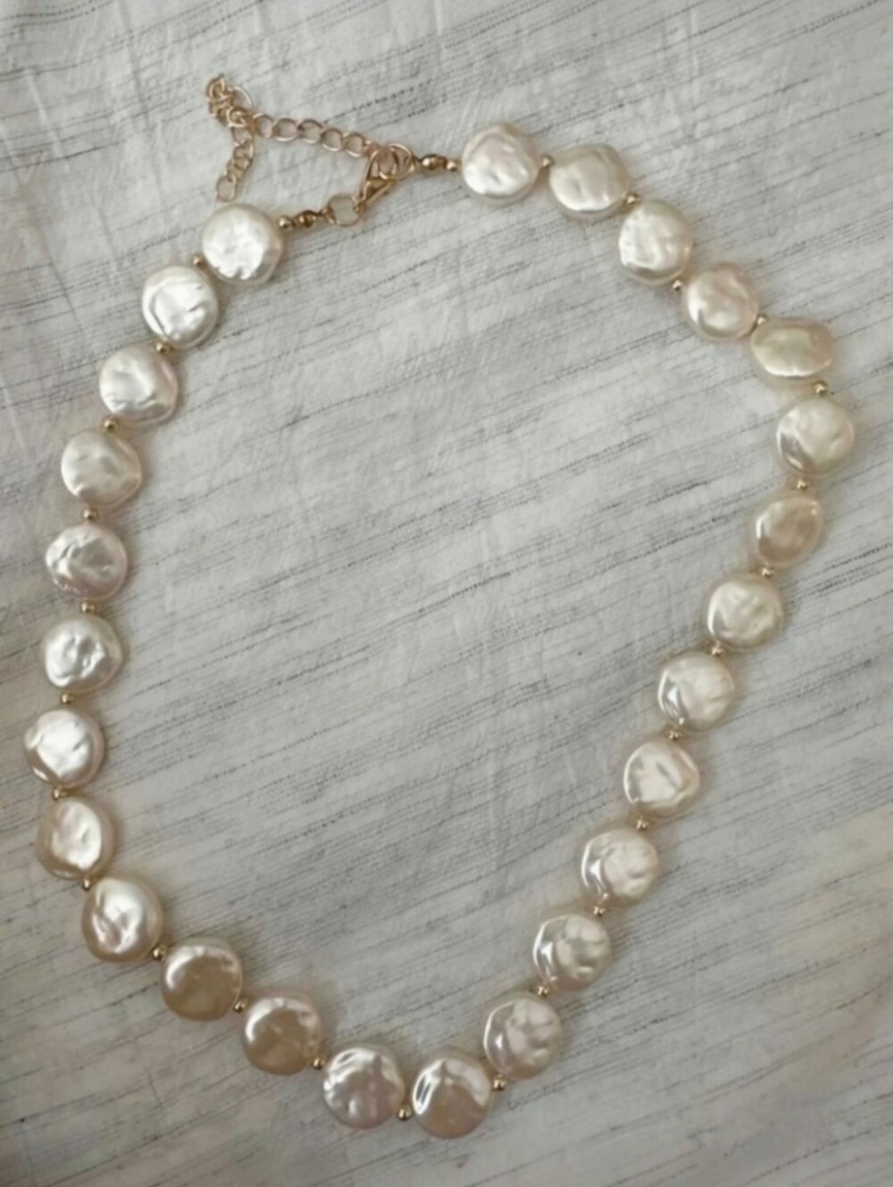 Assymetrical Faux Pearl Bead Necklace NWOT